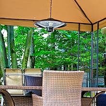 Indoor/Outdoor Ceiling Electric Patio Heater with LED Light and Remote Control, Black