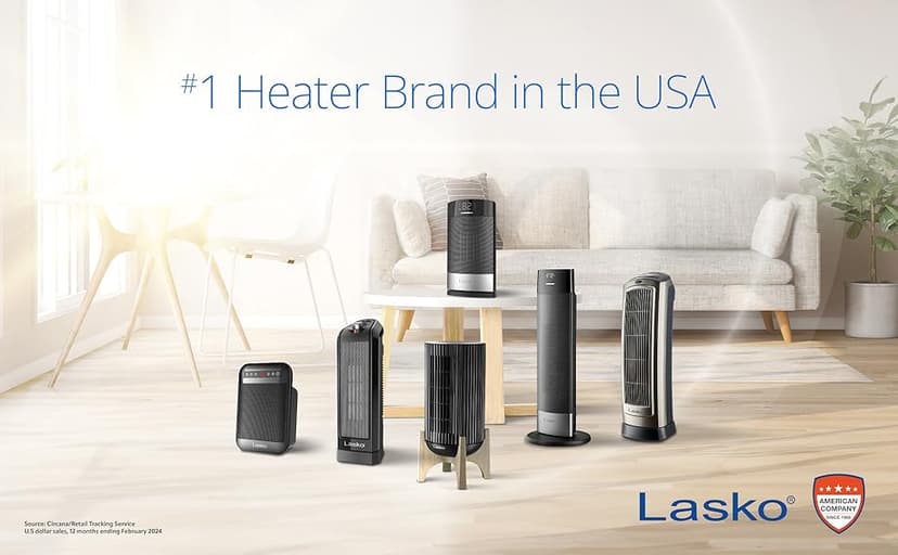 Lasko MyHeat Max Personal Ceramic Space Heater, Tip Over Switch, Overheat Protection, 2 Heat Settings, Adjustable Thermostat, Timer, for Indoor Use, Home, Office, 9 Inches, 1500W, Black, CD09101