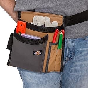 Dickies 5-Pocket Single Side Tool Belt Pouch/Work Apron, Durable Canvas Construction, Adjustable Belt for Custom Fit