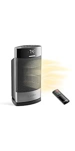 Lasko MyHeat Max Personal Ceramic Space Heater, Tip Over Switch, Overheat Protection, 2 Heat Settings, Adjustable Thermostat, Timer, for Indoor Use, Home, Office, 9 Inches, 1500W, Black, CD09101