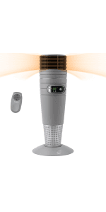 Lasko Oscillating All Season Tower Fan and Space Heater in One for Home with Adjustable Thermostat, Tip-Over Switch, 4 Fan Speeds, 3 Heat Settings and Remote Control, 42 Inches, 1500W, Gray, FH515