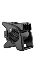 Lasko 12” Utility Fan for Job Site or Home Use, 289 CFM, Pivoting High Velocity Blower Fans, 3 Speeds, 2 Accessory Outlets 120V, Black, U12104