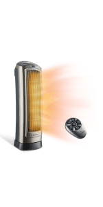 Lasko Oscillating All Season Tower Fan and Space Heater in One for Home with Adjustable Thermostat, Tip-Over Switch, 4 Fan Speeds, 3 Heat Settings and Remote Control, 42 Inches, 1500W, Gray, FH515