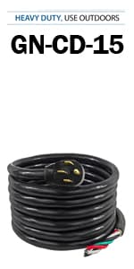 Ceptics GN-CD-1-50 GN-CD-2-50 L14-30P to NEMA 5-15/20R Generator Distribution Power Cord (50', Switch Breaker) -Industrial Grade, Heavy Duty (5 Year Warranty), 50 Feet, Orange, Ft