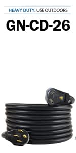 Ceptics GN-CD-1-50 GN-CD-2-50 L14-30P to NEMA 5-15/20R Generator Distribution Power Cord (50', Switch Breaker) -Industrial Grade, Heavy Duty (5 Year Warranty), 50 Feet, Orange, Ft