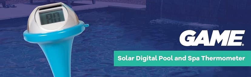 GAME Solar Digital Pool & Spa Floating Thermometer, Solar Powered, Fahrenheit & Celsius, Double-Sided Display, LCD Screen, Blue