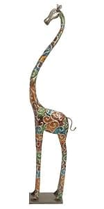 Deco 79 Metal Giraffe Decorative Sculpture Indoor Outdoor Tall Home Decor Statue with Detailed Embossed Scrollwork, Accent Figurine 17" x 7" x 73", Multi Colored