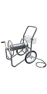 Liberty Garden Products 703-2 Multi-Purpose Steel Garden Wall/Floor Mount Hose Reel, Tan Poly