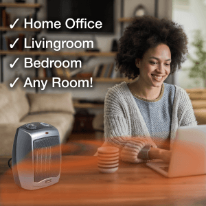 Lasko Portable Indoor Electric Ceramic Space Heater with Tip-Over Safety Switch, Overheat Protection, Thermostat and Extra Long Cord, 2 Speeds, Safe for Home, 9.2 Inches, Dark Gray, 1500W, 754201