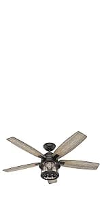 Hunter Fan Company, 53328, 52 inch Builder Brushed Nickel Low Profile Ceiling Fan with LED Light Kit and Pull Chain