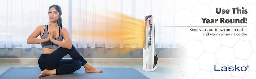 Lasko Oscillating Hybrid Fan and Space Heater for Home, All Season High Velocity Hybrid with Tip-Over Switch, Remote Control, Timer and Thermostat, 37.5 Inches, White, 1500W, FHV820
