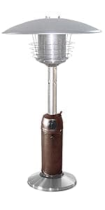 Hiland HLDS032-B Portable Table Top Patio Heater, 11,000 BTU, Use 1lb or 20Lb Propane Tank, Stainless Finish