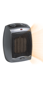Lasko Portable Indoor Electric Ceramic Space Heater with Tip-Over Safety Switch, Overheat Protection, Thermostat and Extra Long Cord, 2 Speeds, Safe for Home, 9.2 Inches, Dark Gray, 1500W, 754201