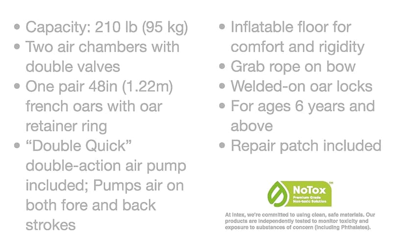 INTEX Explorer Inflatable Boat Series: Dual Air Chambers – Welded Oar Locks – Grab Handles – Bow Rope – Sporty Design