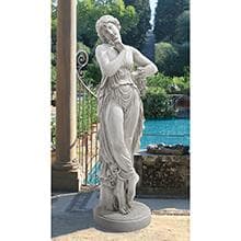Design Toscano Column of Maenads Women Indoor/Outdoor Sculptural Display Pedestal Plant Stand, 28 inches tall, Cast Stone Resin, Antique Stone Finish