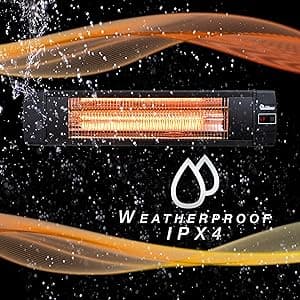Dr Infrared Heater DR-238 Carbon Infrared Outdoor Heater for Restaurant, Patio, Backyard, Garage, and Decks, Standard, Black