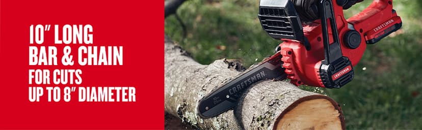 CRAFTSMAN V20 Mini Chainsaw, 10 inch, Battery and Charger Included (CMCCS610D1)