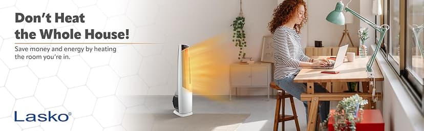 Lasko Oscillating Hybrid Fan and Space Heater for Home, All Season High Velocity Hybrid with Tip-Over Switch, Remote Control, Timer and Thermostat, 37.5 Inches, White, 1500W, FHV820