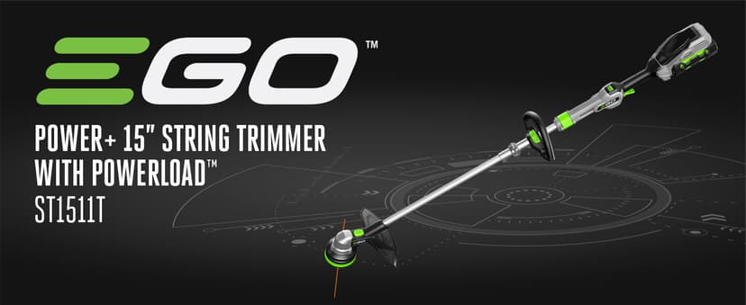 EGO Power+ String Trimmer, Battery Powered, 15" Trimmer for Weeds and Grass with POWERLOAD, Telescopic Aluminum Shaft, Includes 56V 2.5Ah Battery and Charger - ST1511T