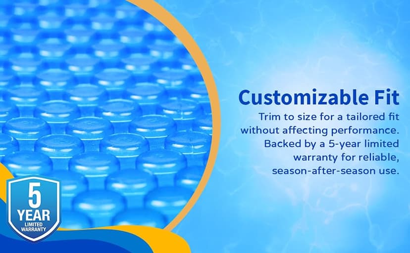 Blue Wave 16-ft x 32-ft Rectangular Pool Solar Blanket - 12-mil Solar Pool Cover with Thermal Bubbles to Retain Heat and Reduce Evaporation – Fade Resistant Pool Solar Cover for Inground Pool - Blue