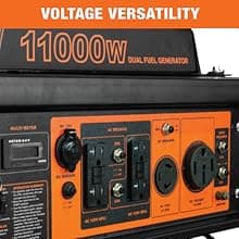 WEN 11,000-Watt 120V/240V Dual Fuel Portable Generator with Wheel Kit and Electric Start (DF1100T)