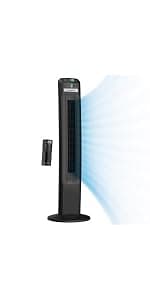 Lasko Outdoor Living Oscillating Tower Fan, for Decks, Patios and Porches, 10 Foot Power Cord, 4 Refreshing Speeds, 42", Grey, YF202