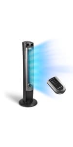 Lasko Oscillating Tower Fan, 3 Quiet Speeds, Timer, Remote Control, for Bedroom, Kitchen, Office, 36", Black, 2511