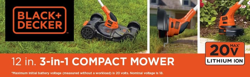 BLACK+DECKER Combination String Trimmer, Lawn Mower, and Edger, Cordless 3-in-1 (MTC220)