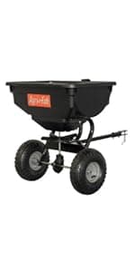 Agri-Fab 45-0463 130 lb. Tow-Behind Lawn & Garden Broadcast Spreader for Seed,Fertilizer,Salt,Ice Melt; Easy to use Flow Control from Seat of Riding Lawn Mower