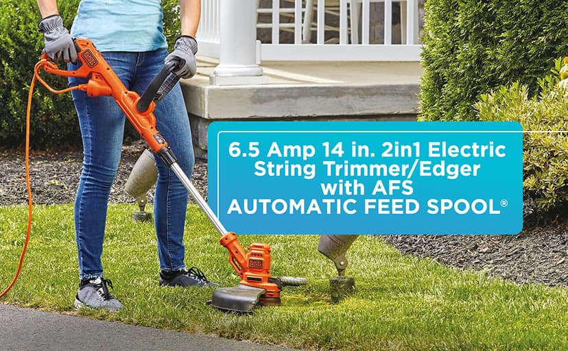 BLACK+DECKER String Trimmer with Auto Feed, Electric, 6.5-Amp, 14-Inch (BESTA510)