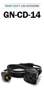 Ceptics GN-CD-1-50 GN-CD-2-50 L14-30P to NEMA 5-15/20R Generator Distribution Power Cord (50', Switch Breaker) -Industrial Grade, Heavy Duty (5 Year Warranty), 50 Feet, Orange, Ft