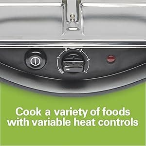 Hamilton Beach Electric Indoor Raclette Table Grill, PFAS-Free Serves up to 8 People for Parties and Family Fun, Includes 8 Warming Trays, Black (31612MN-MX), 200 sq. in. Nonstick Griddle