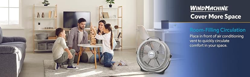 Lasko Wind Machine Air Circulator Floor Fan, 3 Speeds, Pivoting Head for Large Spaces, 20", 3300, White