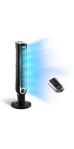 Lasko Oscillating Tower Fan, 3 Quiet Speeds, Timer, Remote Control, for Bedroom, Kitchen, Office, 36", Black, 2511