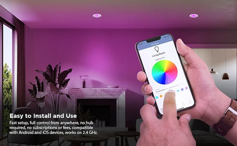 Feit Electric BR30 Smart Flood Light Bulb,2.4GHz WiFi Color Changing and Dimmable, No Hub, Works with Alexa or Google Assistant, BR30/RGBW/CA/AG, 65W, Multi-Color (RGBW), 1 Count (Pack of 1)