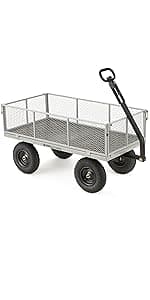 Gorilla Carts Utility Cart with Steel Frame, 600 Pound Capacity, and 10 Inch Tires