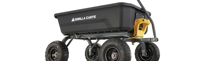 Gorilla Carts Heavy-Duty Dump Cart, Patented Quick-Release Dumping, Steel Frame, 600 lb Capacity, No-Flat 10-Inch Tires, Utility Wagon for Garden, Yard, Beach