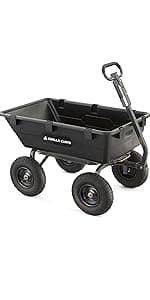 Gorilla Carts Heavy-Duty Dump Cart, Patented Quick-Release Dumping, Steel Frame, 600 lb Capacity, No-Flat 10-Inch Tires, Utility Wagon for Garden, Yard, Beach