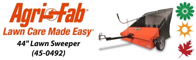 Agri-Fab 45-0492 44" Tow-Behind Lawn Sweeper, 25 cu. ft Hopper Bag Capacity; Leaf & Grass Catcher, with Adjustable Brush Height and Dump From Seat Handle