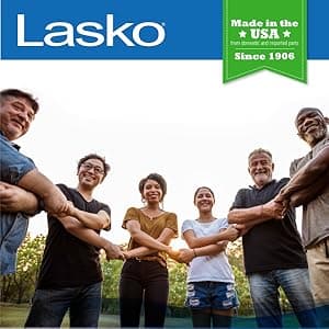 Lasko Weather-Shield Performance Box Fan, 3 Speeds, Innovative Wind Ring System for Up to 30% More Air, Carry Handle for Bedroom, Office, Home, 20 Inch, White, 3720