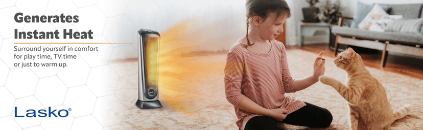 Lasko Oscillating Ceramic Tower Space Heater for Home with Adjustable Thermostat, Timer and Remote Control, 22.5 Inches, Grey/Black, 1500W, 751320