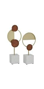 Deco 79 Metal Geometric Decorative Sculpture Home Decor Statue with Black Base, Accent Figurine 14" x 3" x 20", Gray