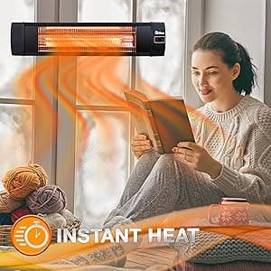 Dr Infrared Heater DR-238 Carbon Infrared Outdoor Heater for Restaurant, Patio, Backyard, Garage, and Decks, Standard, Black