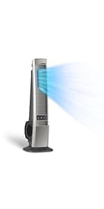 Lasko Outdoor Living Oscillating Tower Fan, for Decks, Patios and Porches, 10 Foot Power Cord, 4 Refreshing Speeds, 42", Grey, YF202