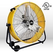Tornado - 24 Inch High Velocity Heavy Duty Tilt Metal Drum Fan Yellow Commercial, Industrial Use 3 Speed 8540 CFM 1/3 HP 8 FT Cord UL Safety Listed (YELLOW)