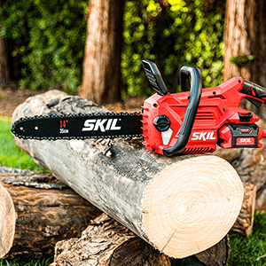 SKIL PWR CORE 40 Brushless 40V 14” Lightweight Chainsaw Kit with Tool-free Chain Tension & Auto Lubrication, Includes 2.5Ah Battery and Auto PWR Jump Charger - CS4555-10