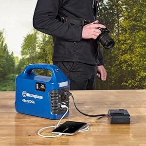 Westinghouse 194Wh 300 Peak Watt Portable Power Station & Solar Generator, Modified Sine Wave AC Outlet, Backup Lithium Battery for Camping, Home, Travel, Indoor/Outdoor Use (Solar Panel Not Included)