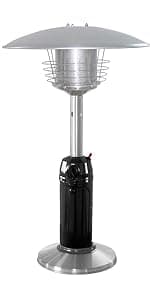 Hiland HLDS032-B Portable Table Top Patio Heater, 11,000 BTU, Use 1lb or 20Lb Propane Tank, Stainless Finish