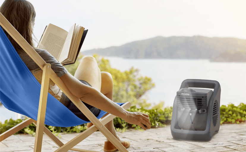 Lasko Misto Outdoor Misting Blower Fan, Ideal for Sports, Camping, Decks & Patios, 3 Speeds, 15", Black, 7050