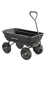 Gorilla Carts Heavy-Duty Dump Cart, Patented Quick-Release Dumping, Steel Frame, 600 lb Capacity, No-Flat 10-Inch Tires, Utility Wagon for Garden, Yard, Beach